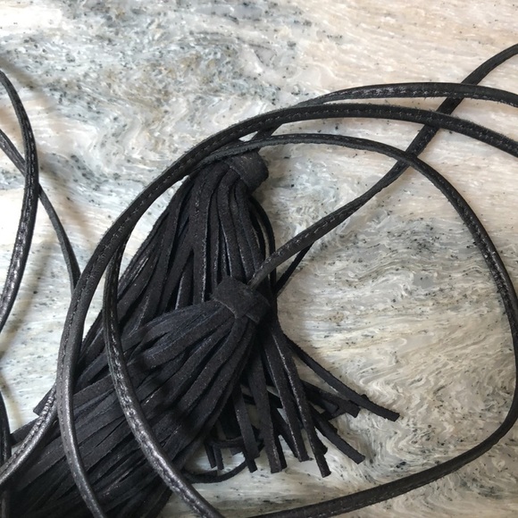 Schutz black woven leather platform espadrille like new ankle with tassel 5.5 - Picture 6 of 10